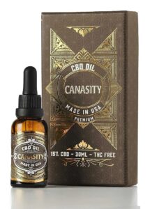 Aceite de CBD de amplio espectro Canasity 15 %, frasco y caja