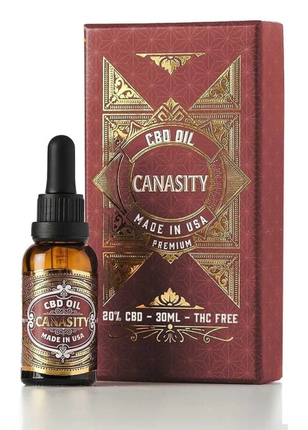 Aceite de CBD de amplio espectro Canasity 20 %, frasco y caja