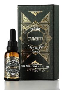 Aceite de CBD de amplio espectro Canasity 30 %, frasco y caja
