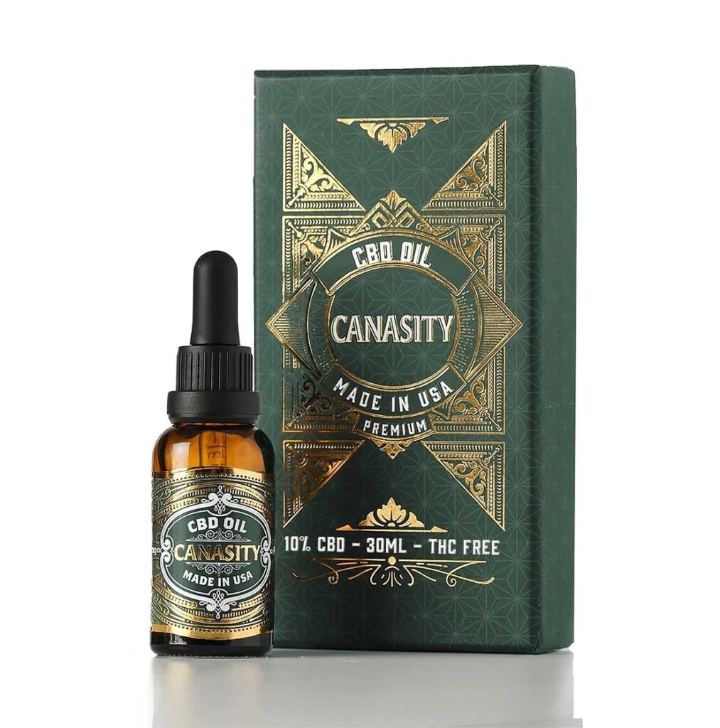 Aceite de CBD Canasity 10 % — frasco de 30 ml y caja