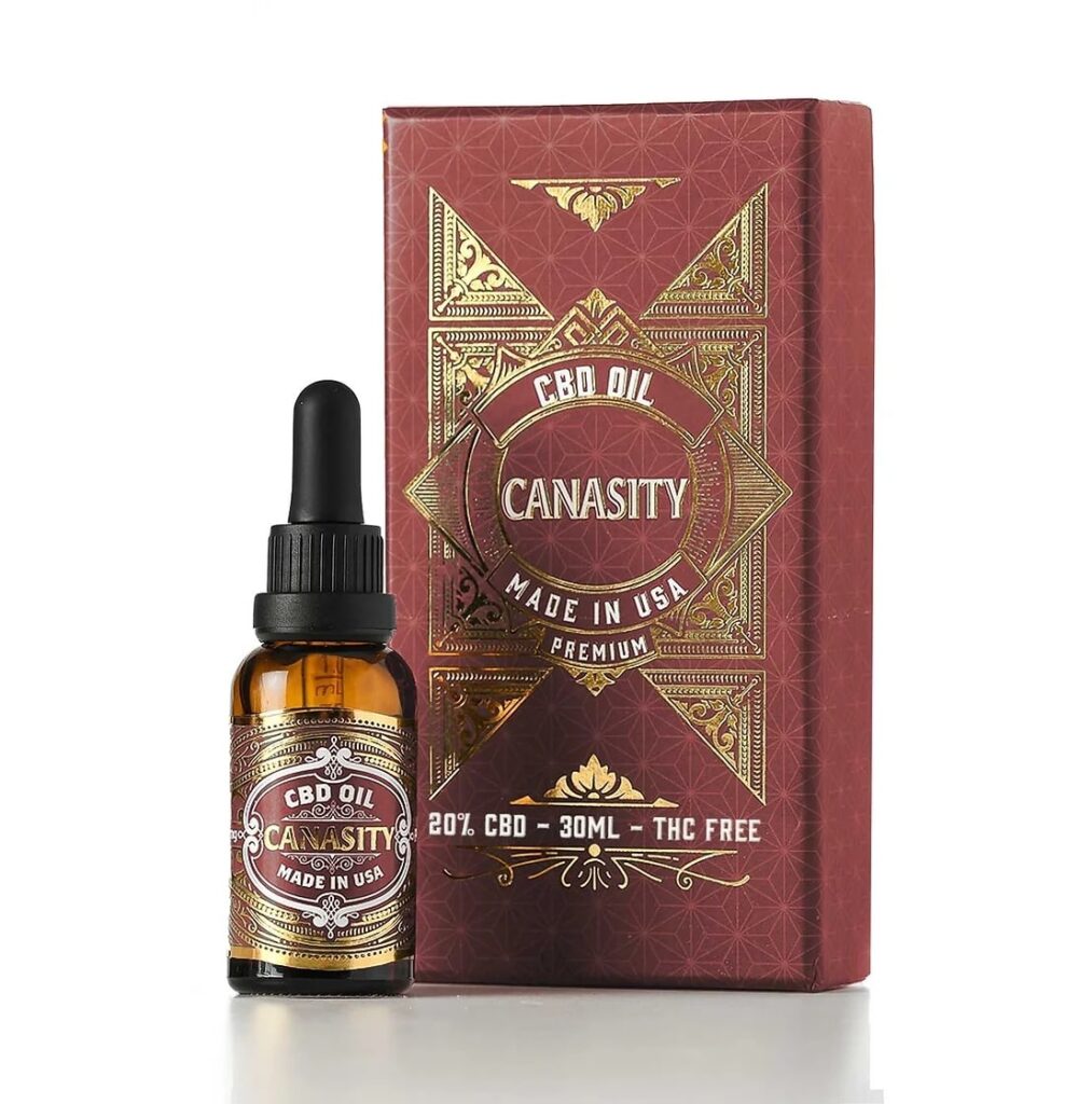 Aceite de CBD Canasity 20 % — frasco de 30 ml y caja