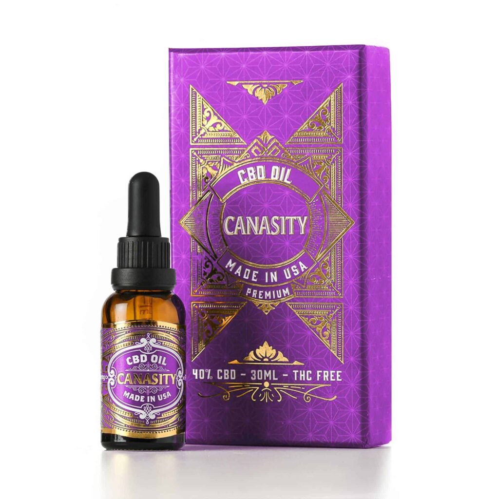Aceite de CBD Canasity 40 % — frasco de 30 ml y caja
